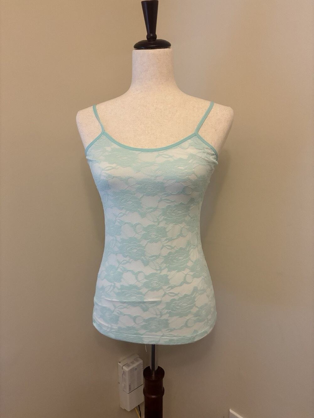 Envy Vintage Y2K Teal Rose Mesh Tank Top Size XS